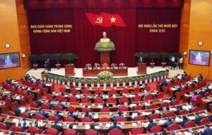 Hội nghị lần thứ 11 Ban Chấp hành Trung ương Đảng khoá XIII bàn nhiều nội dung liên quan công tác chuẩn bị Đại hội XIV của Đảng. Ảnh: TTXVN.