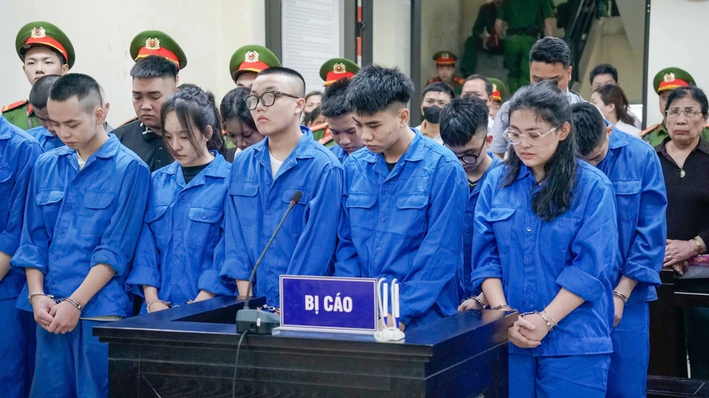 Các bị cáo tại phiên tòa. Ảnh: Hoàng Huy