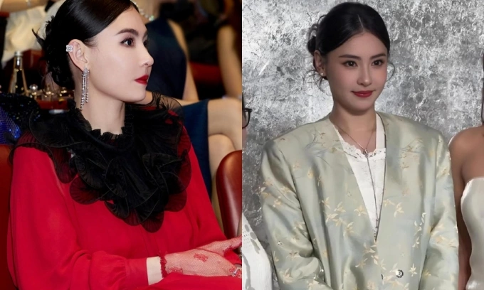 Trương Bá Chi xuất hiện trong một sự kiện tháng 5 (trái) và hôm 10/6 (phải) với khuôn mặt khác lạ, kém tự nhiên. Ảnh: Instagram Cecilia_Pakchi_Cheung